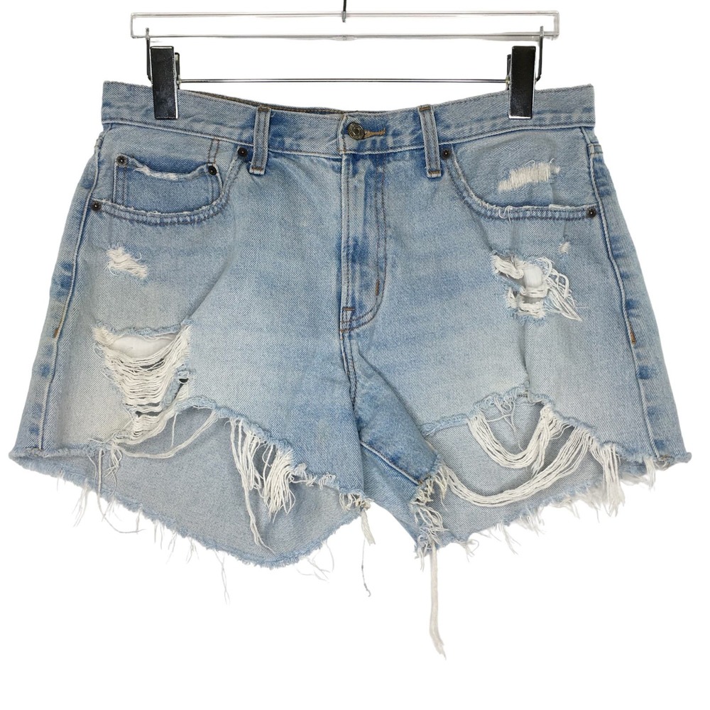Abercrombie and Fitch 12 Womens Mid Rise Boyfriend Short Curve Love Distressed